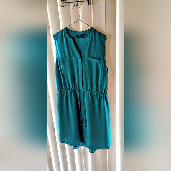Apt. 9 Dresses & Skirts - APT. 9 Womens Blue Sleeveless Pockets Drawstring Zip Pullover Sheath Dress XL